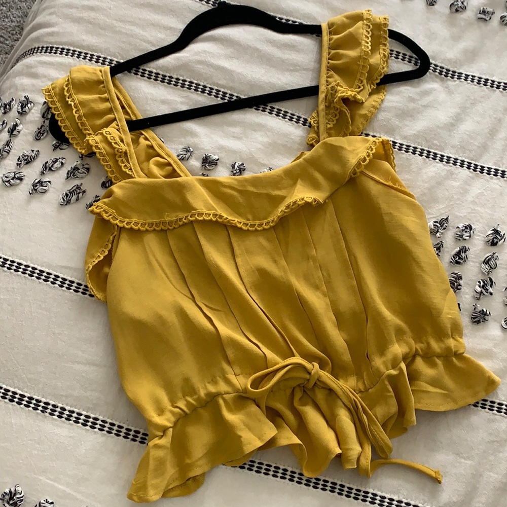Ruffle mustard blouse
